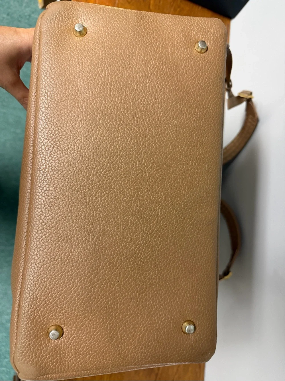 Freshly Picked Tan Pebbled Leather Backpack with Gold Hardware